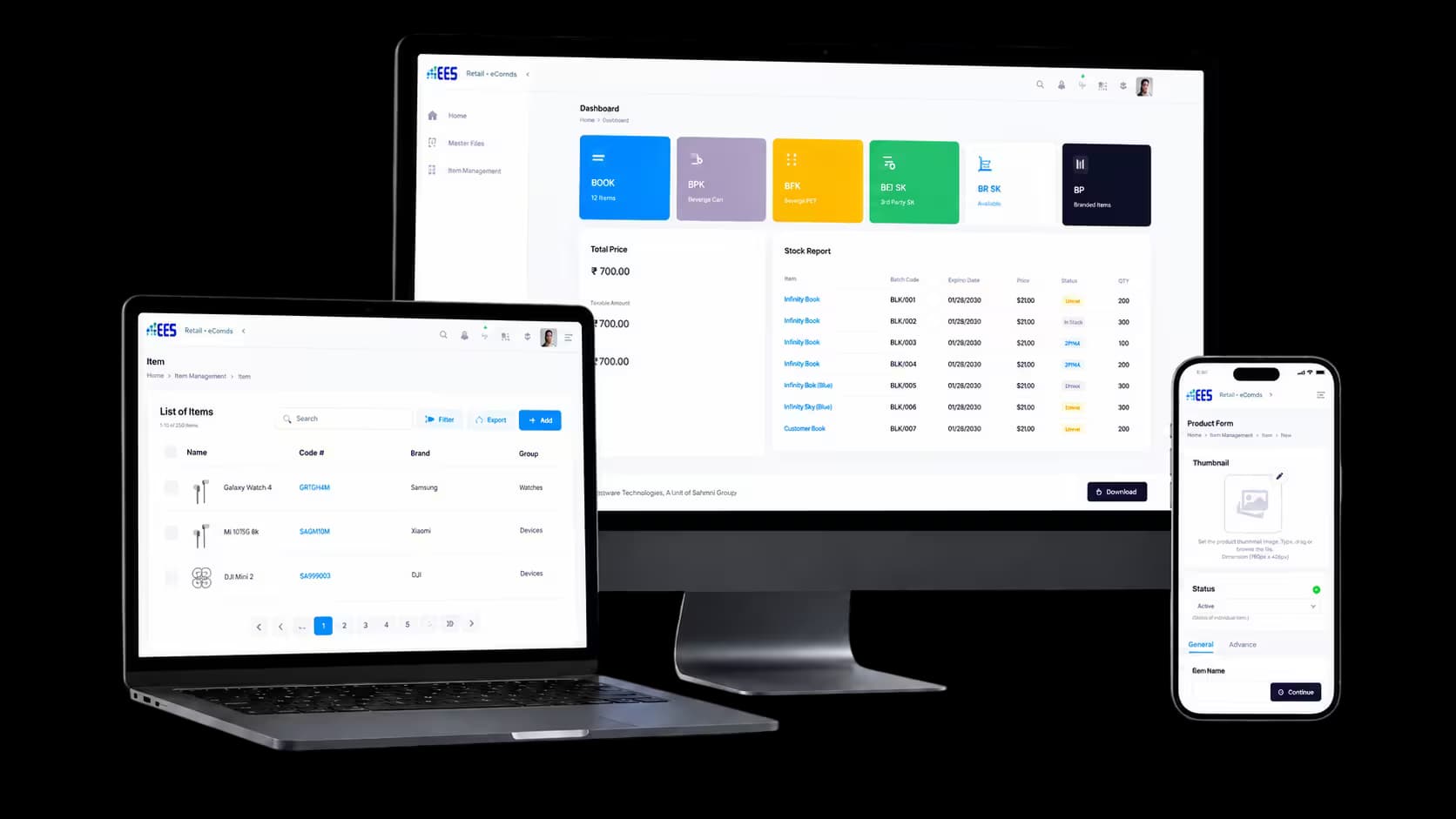 Inventory Management System dashboard and warehouse operations illustration