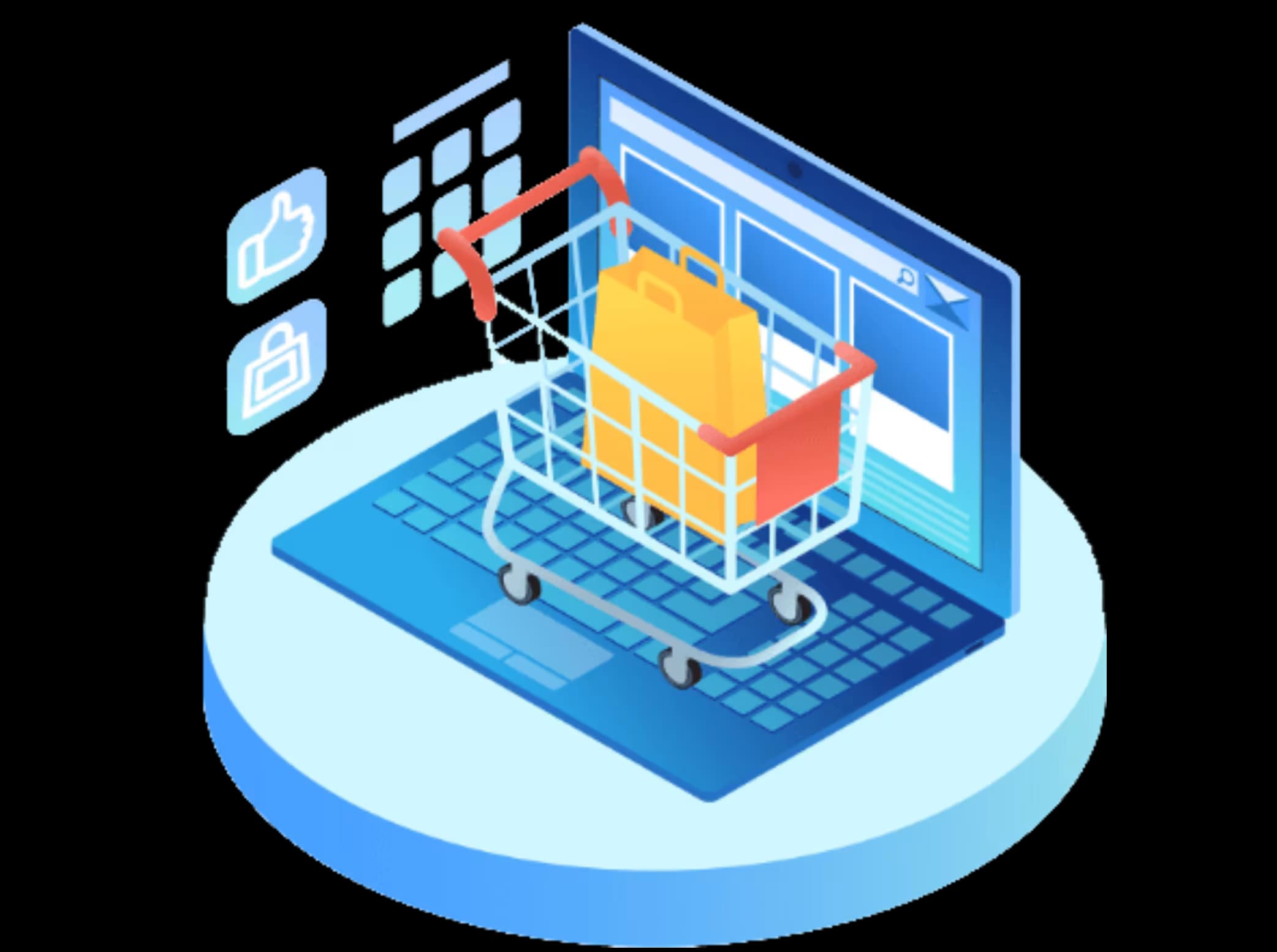 E-commerce development illustration for online shopping platforms