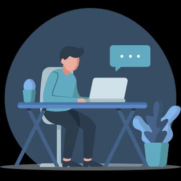Agentic AI inquiry form illustration showing a person sending a message through a digital interface.