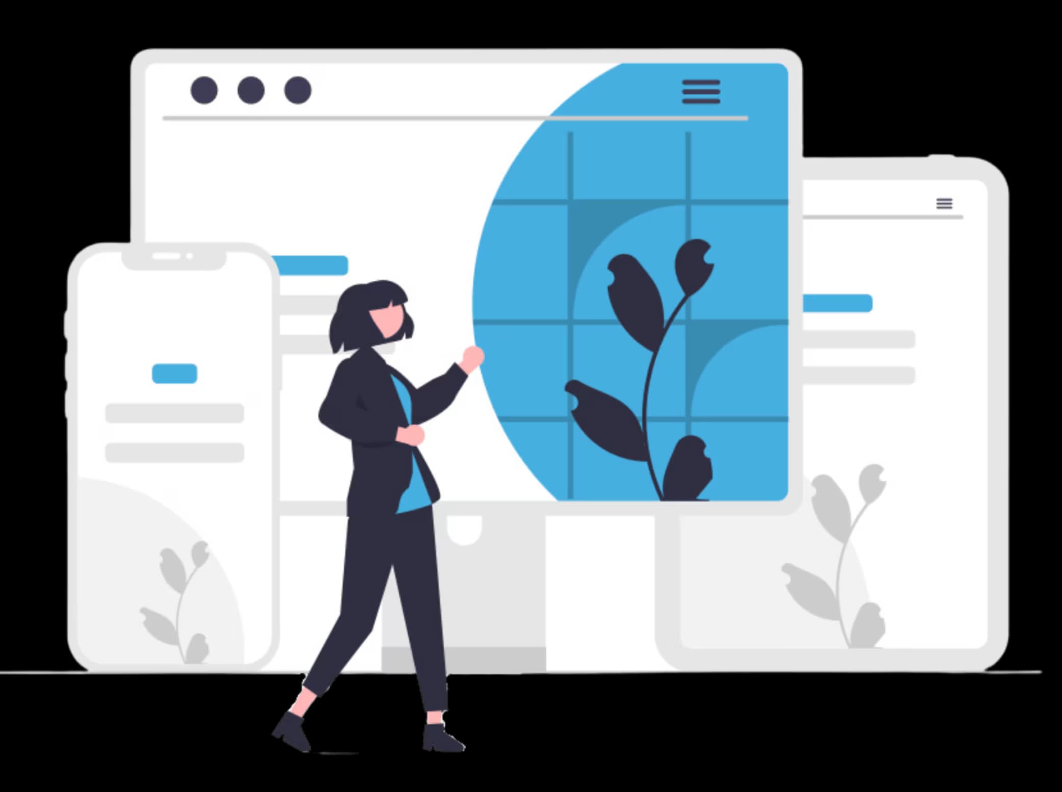 Web development illustration for custom software applications